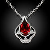 Ruby Curved Pendant Pave Necklace in 18K White Gold Gemstone