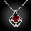 Ruby Curved Pendant Pav'e Necklace in 18K White Gold Gemstone