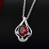 Ruby Curved Pendant Pave Necklace in 18K White Gold Gemstone