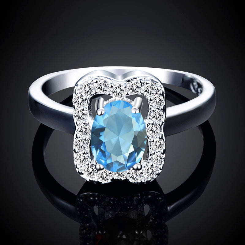 Blue Topaz Emerald Cut Pave Ring, , Golden NYC Jewelry, Golden NYC Jewelry jewelryjewelry deals, swarovski crystal jewelry, groupon jewelry,, jewelry for mom, 