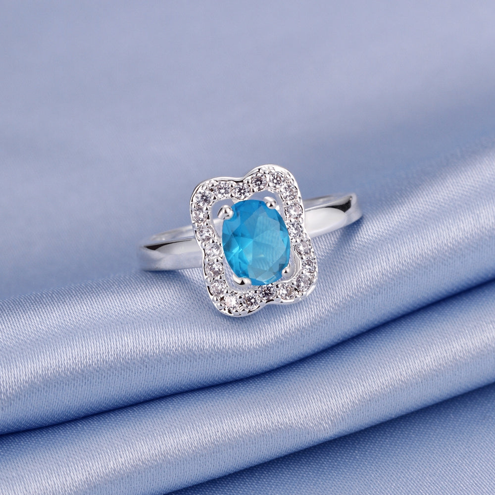 Blue Topaz Emerald Cut Pave Ring, , Golden NYC Jewelry, Golden NYC Jewelry jewelryjewelry deals, swarovski crystal jewelry, groupon jewelry,, jewelry for mom, 