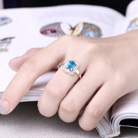 Blue Topaz Emerald Cut Pave Ring, , Golden NYC Jewelry, Golden NYC Jewelry jewelryjewelry deals, swarovski crystal jewelry, groupon jewelry,, jewelry for mom, 