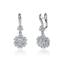 Sterling Silver Pave Swarovski Leverback Earrings
