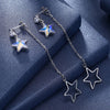 Sterling Silver Dangling Two Stars Drop Earrings