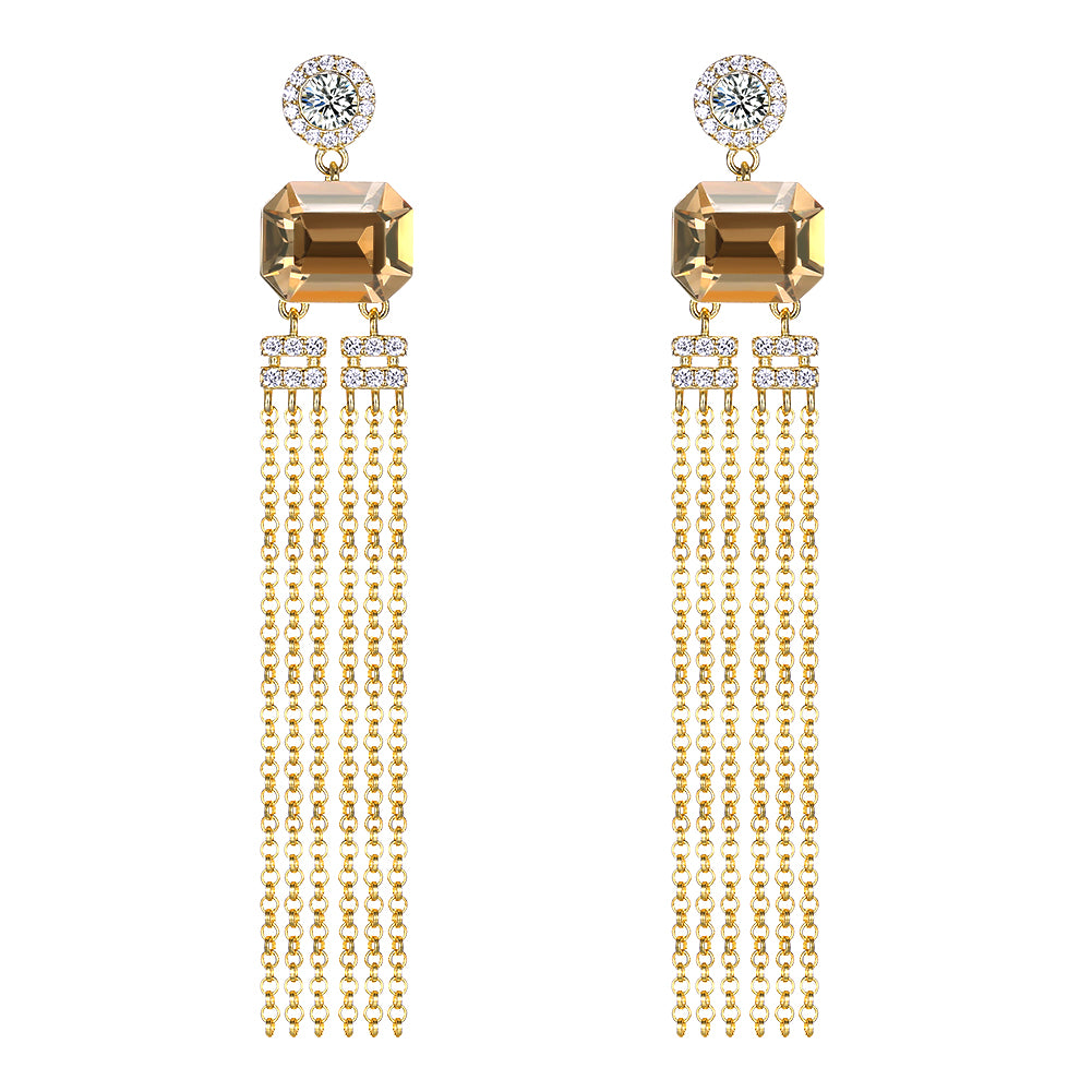 Sterling Silver Swarovski Chandelier Drop Earrings - Gold