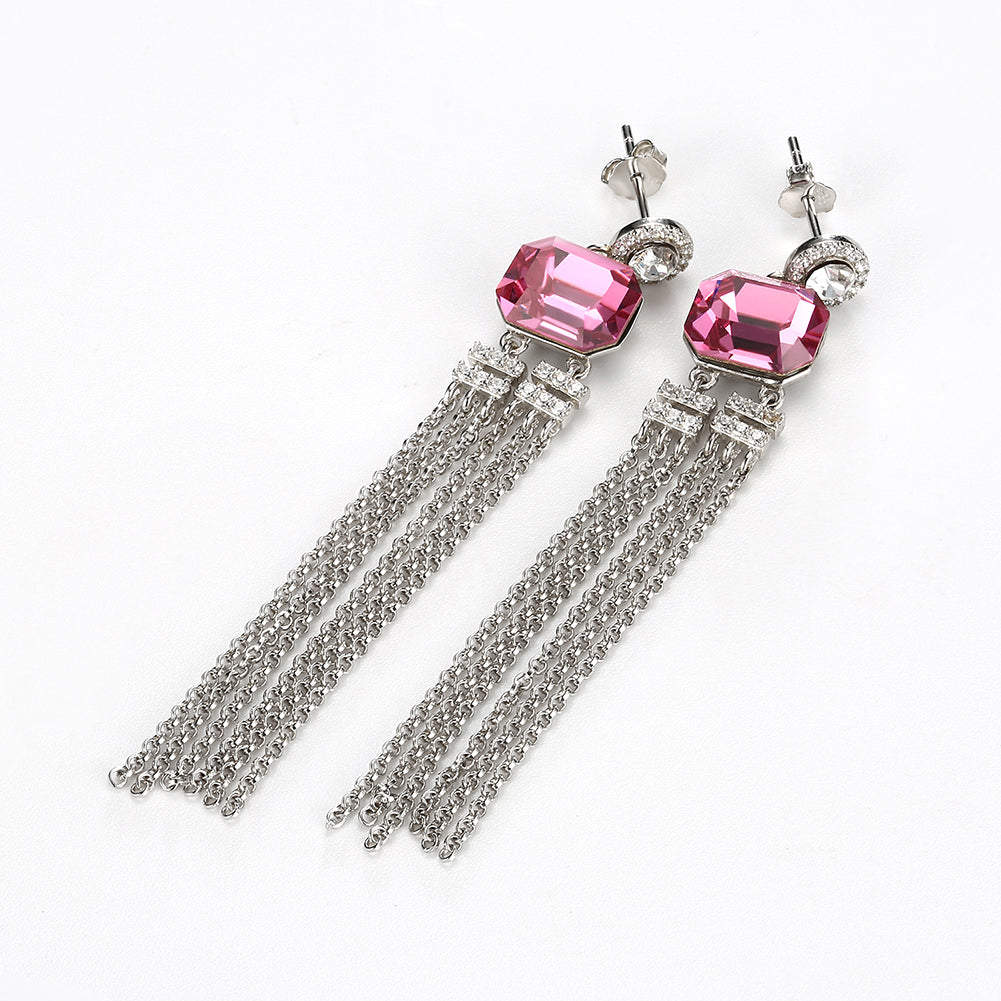 Sterling Silver Swarovski Chandelier Drop Earrings - Silver