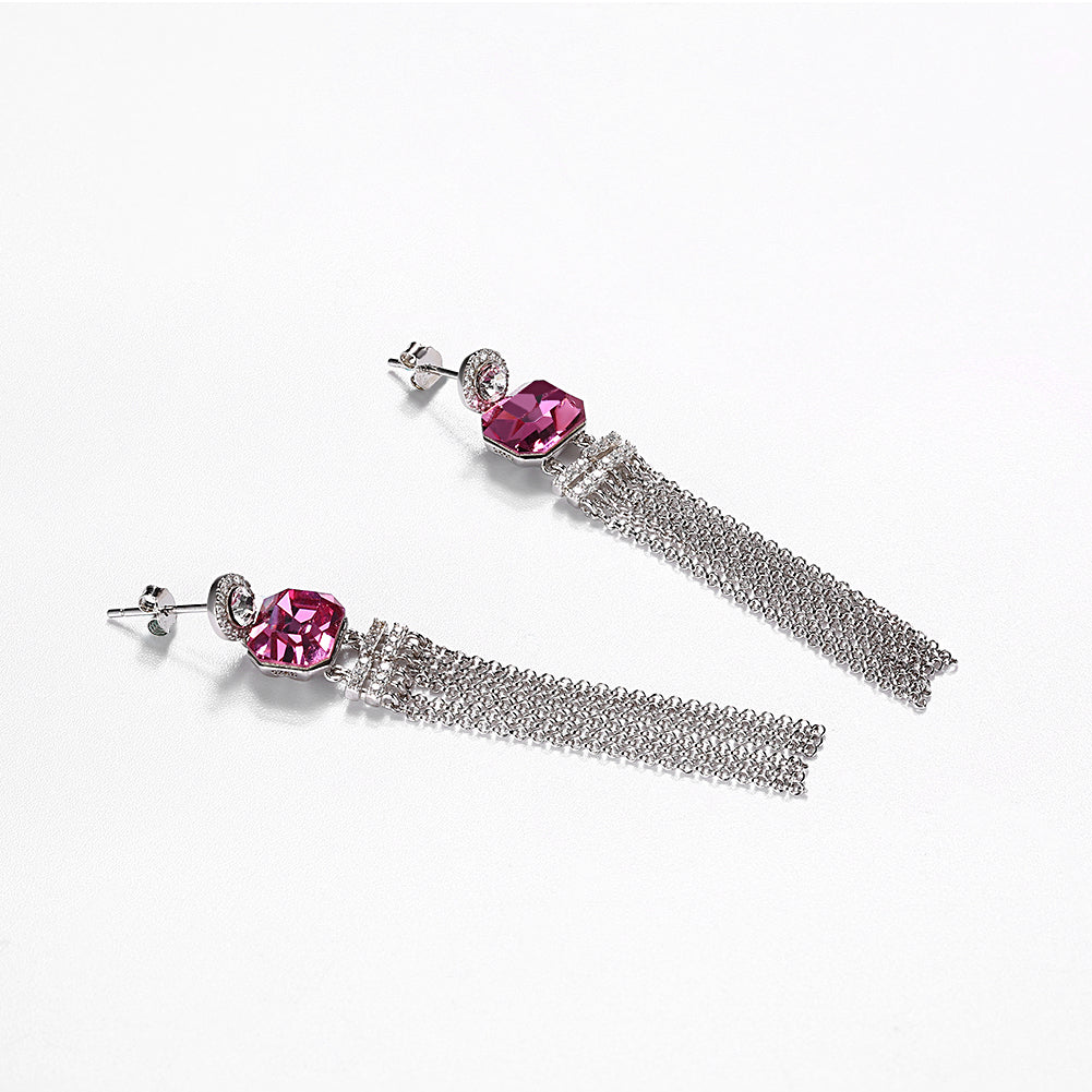 Sterling Silver Swarovski Chandelier Drop Earrings - Silver