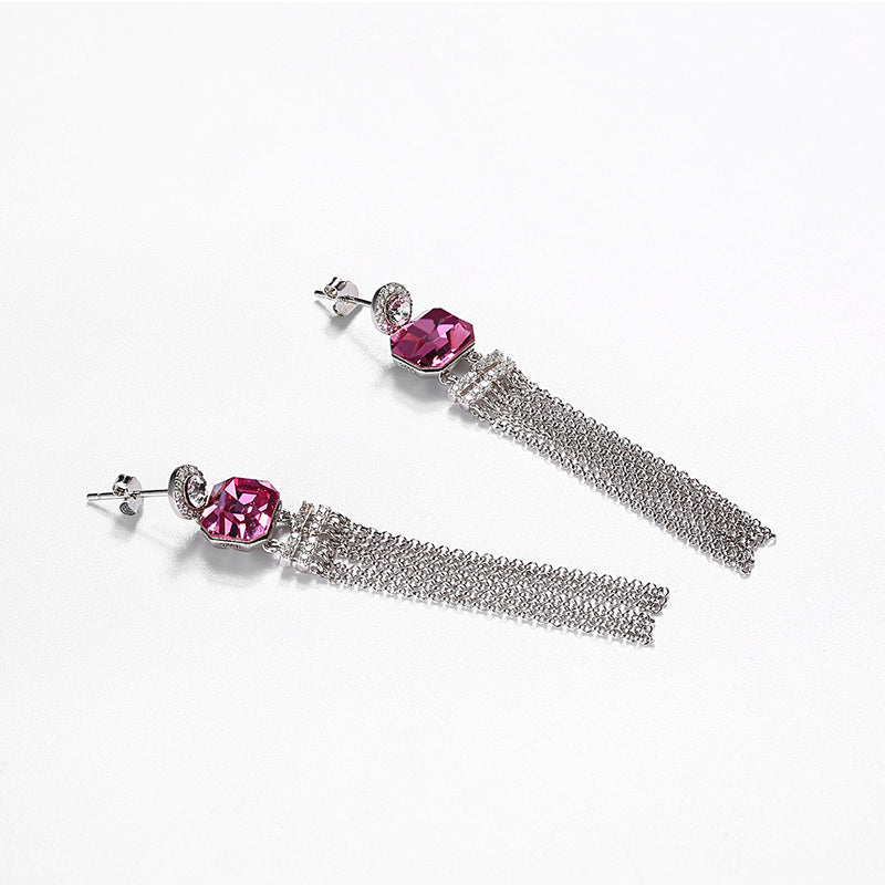Sterling Silver Swarovski Chandelier Drop Earrings - Silver