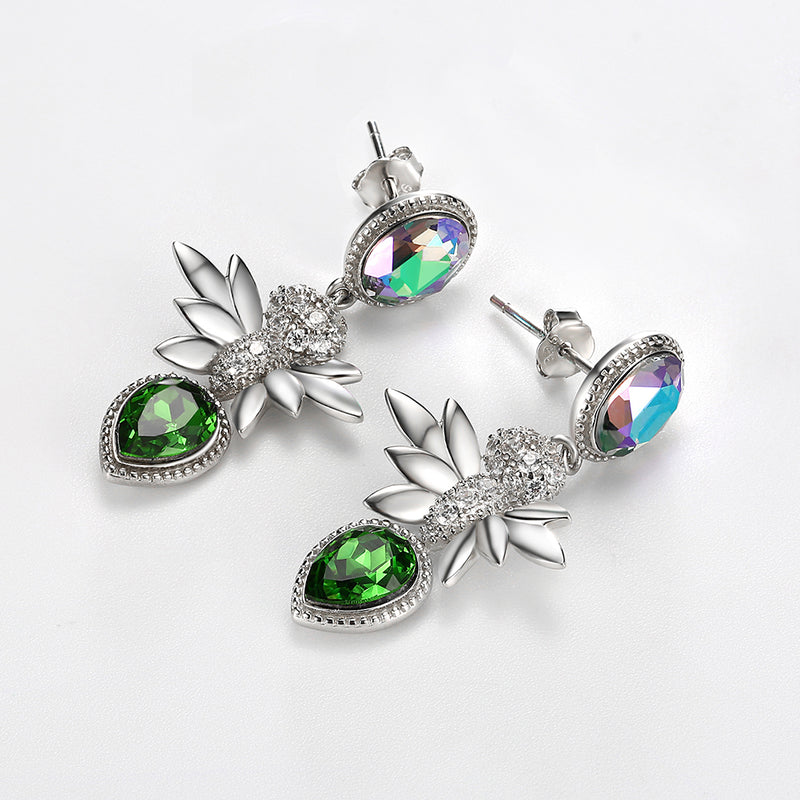 Sterling Silver Swarovski Drop Chandelier Earrings - Silver