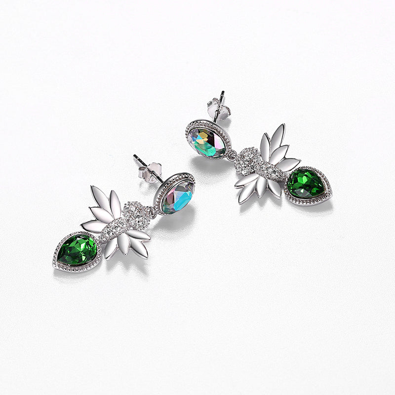 Sterling Silver Swarovski Drop Chandelier Earrings - Silver