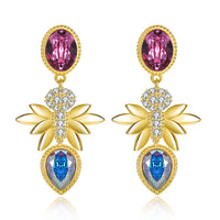 Sterling Silver Swarovski Drop Chandelier Earrings - Gold