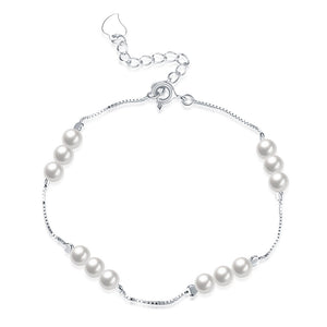 Sterling Silver Simulated Twelve Pearls Modern Bracelet