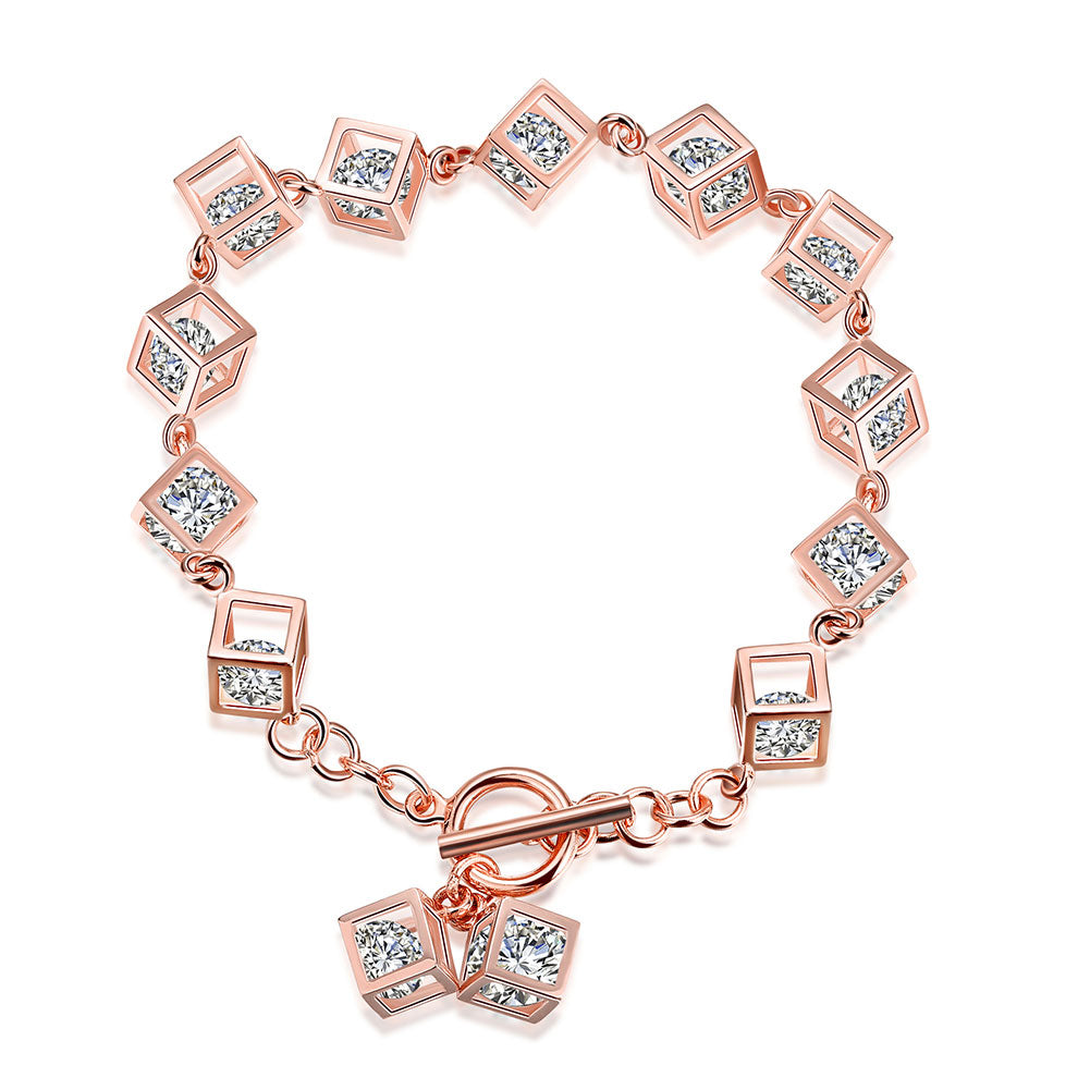 18K Rose Gold over Sterling Silver RUBIX CUBE Bracelet, Bracelet, Golden NYC Jewelry, Golden NYC Jewelry  jewelryjewelry deals, swarovski crystal jewelry, groupon jewelry,, jewelry for mom,