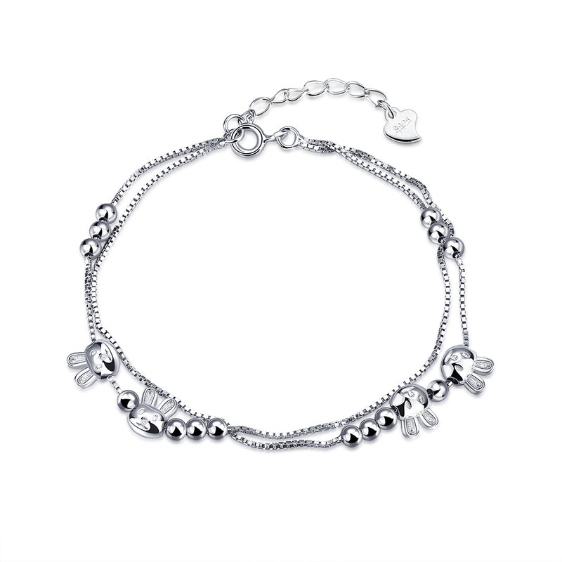 Shimmering Beads Strands Sterling Silver Bracelet