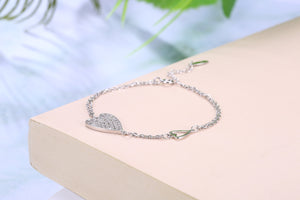 Pave Heart with Austrian Crystals Sterling Silver Bracelet