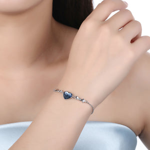 Bermuda Blue Swarovski Crystals Sterling Silver Heart Bracelet, Bracelet, Golden NYC Jewelry, Golden NYC Jewelry  jewelryjewelry deals, swarovski crystal jewelry, groupon jewelry,, jewelry for mom, 