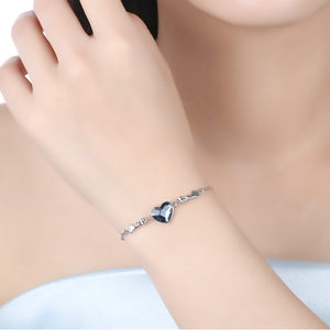 Bermuda Blue Swarovski Crystals Sterling Silver Heart Bracelet, Bracelet, Golden NYC Jewelry, Golden NYC Jewelry  jewelryjewelry deals, swarovski crystal jewelry, groupon jewelry,, jewelry for mom, 