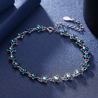 A SKY FULL OF STARS - 5.00 CT Bermuda Blue Swarovski Crystals Sterling Silver Bracelet, Bracelet, Golden NYC Jewelry, Golden NYC Jewelry jewelryjewelry deals, swarovski crystal jewelry, groupon jewelry,, jewelry for mom,
