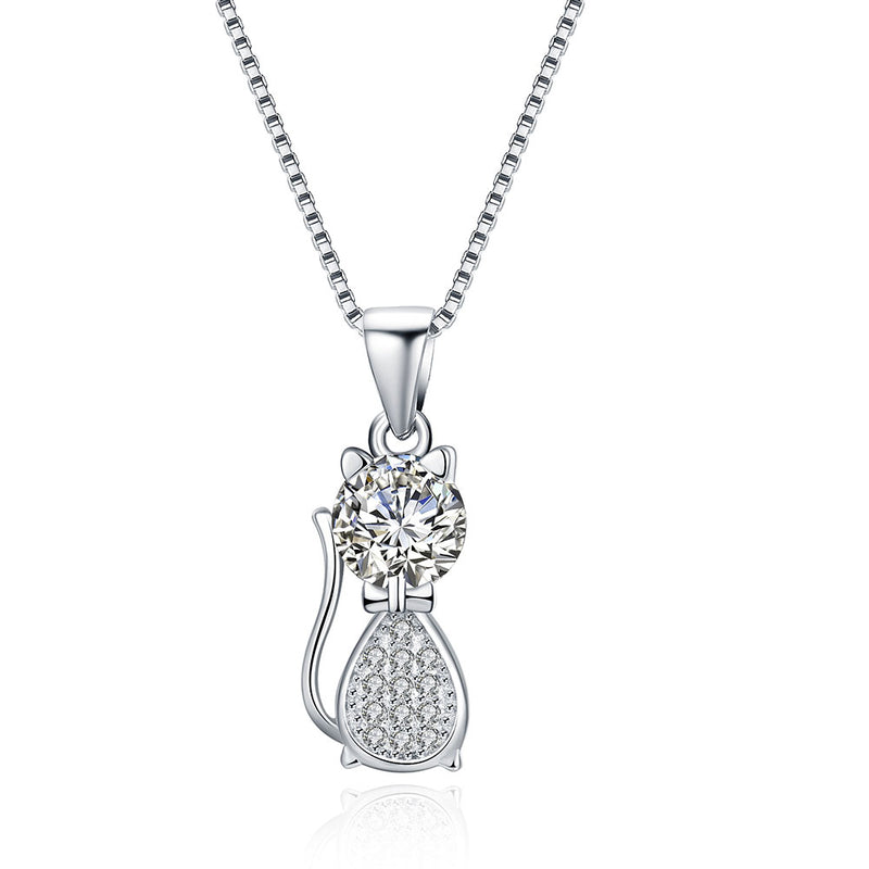 Sterling Silver Swarovski Kitty Cat Necklace