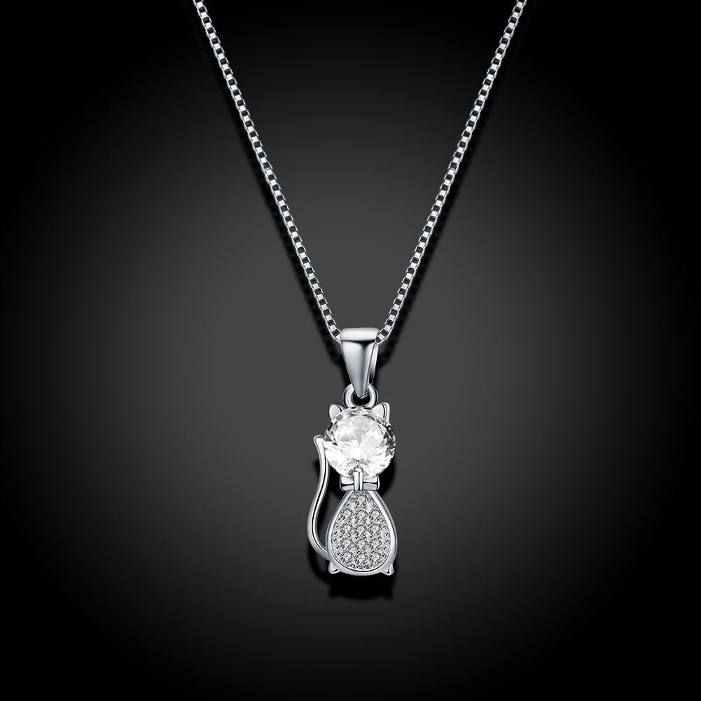 Sterling Silver Swarovski Kitty Cat Necklace