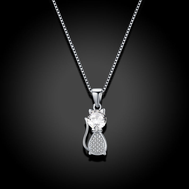 Sterling Silver Swarovski Kitty Cat Necklace
