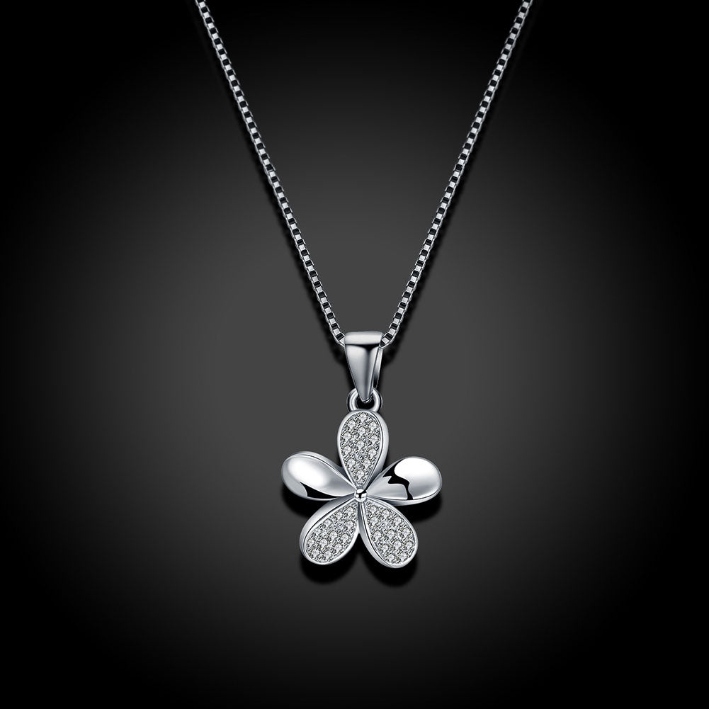 Sterling Silver Swarovski Floral Petal Necklace