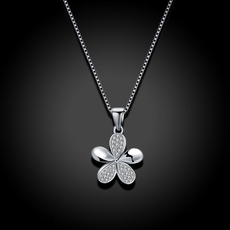 Sterling Silver Swarovski Floral Petal Necklace