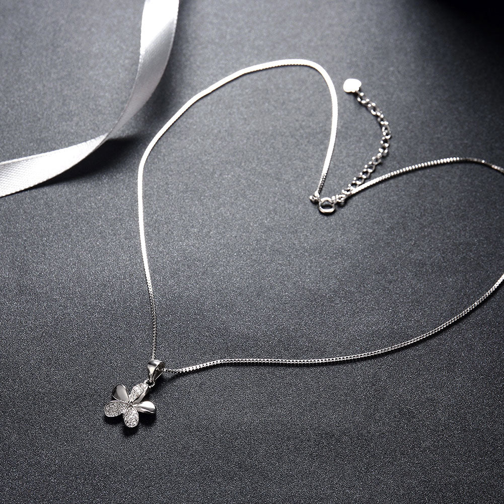 Sterling Silver Swarovski Floral Petal Necklace