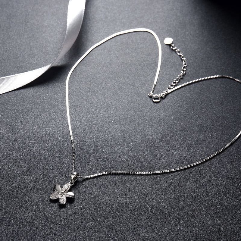 Sterling Silver Swarovski Floral Petal Necklace