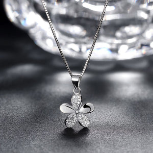 Sterling Silver Pa've Petals Pendant Necklace - Golden NYC Jewelry www.goldennycjewelry.com fashion jewelry for women