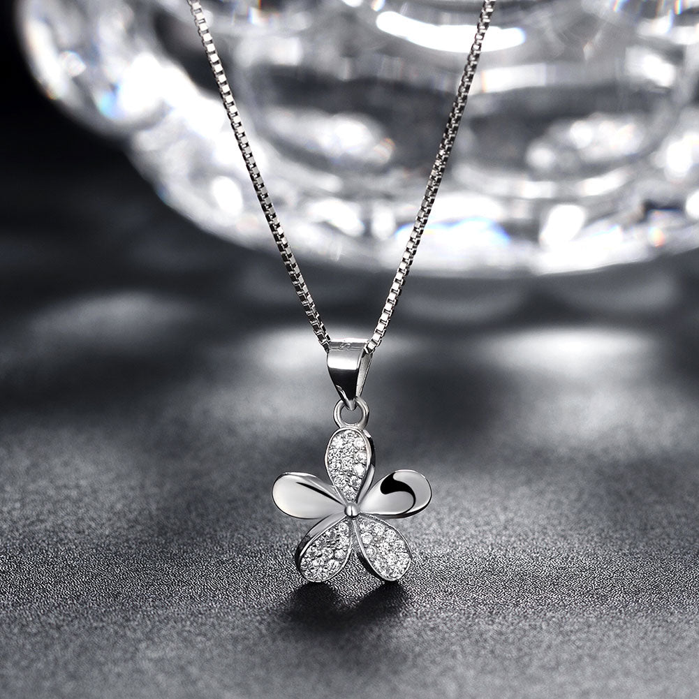 Sterling Silver Swarovski Floral Petal Necklace