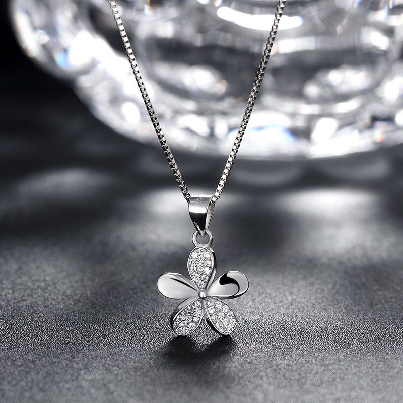 Sterling Silver Swarovski Floral Petal Necklace