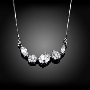Swarovski Elements Clustered Pav'e Dangling Sterling Silver Necklace - Golden NYC Jewelry www.goldennycjewelry.com fashion jewelry for women