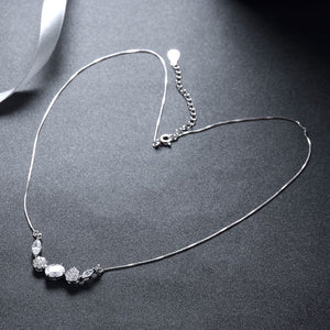 Swarovski Elements Clustered Pav'e Dangling Sterling Silver Necklace - Golden NYC Jewelry www.goldennycjewelry.com fashion jewelry for women