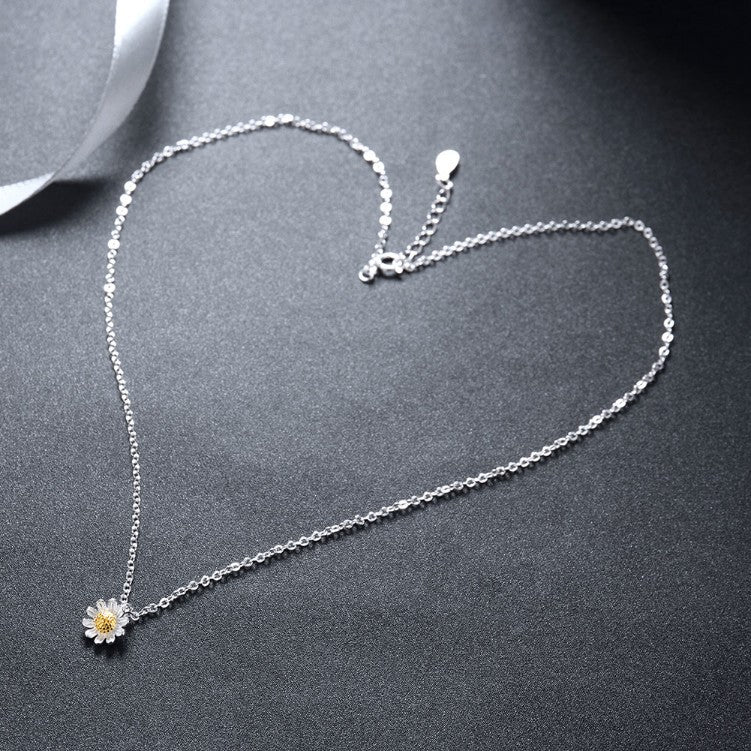 Sterling Silver Daisy Flower Necklace - Golden NYC Jewelry www.goldennycjewelry.com fashion jewelry for women