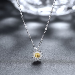 Sterling Silver Daisy Flower Necklace