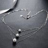 Triple Dangling Pearl Layering Sterling Silver Necklace - Golden NYC Jewelry www.goldennycjewelry.com fashion jewelry for women