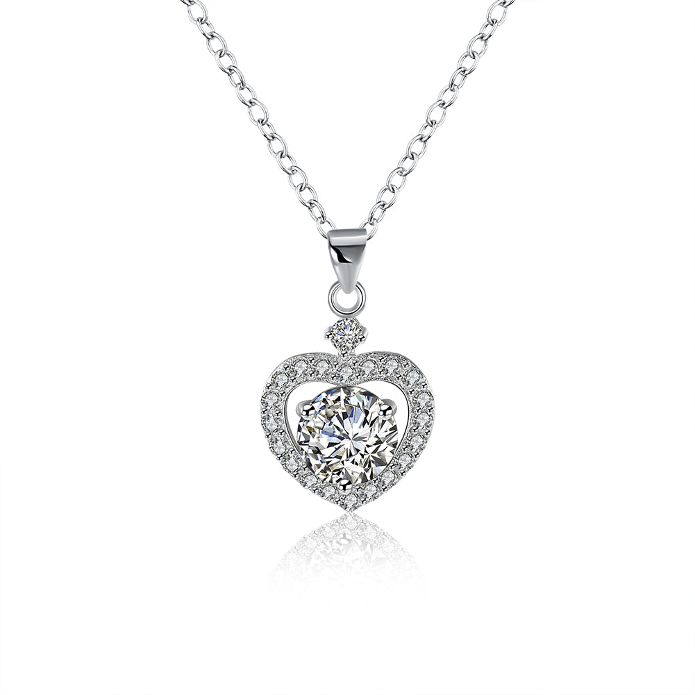 Sterling Silver Swarovski Elements Heart Shaped Necklace
