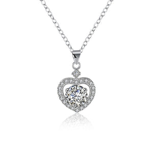 Sterling Silver Swarovski Crystals Heart Shaped Necklace - Golden NYC Jewelry www.goldennycjewelry.com fashion jewelry for women