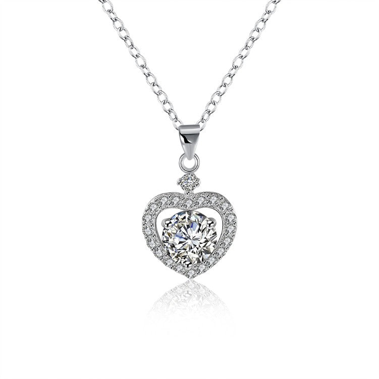 Sterling Silver Swarovski Crystals Heart Shaped Necklace - Golden NYC Jewelry www.goldennycjewelry.com fashion jewelry for women