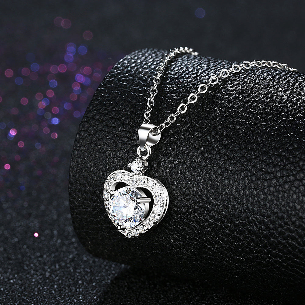 Sterling Silver Swarovski Elements Heart Shaped Necklace