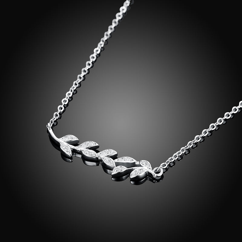 Sterling Silver Swarovski Olive Branch Necklace