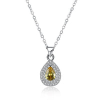 Yellow Citrine Teardrop Pave Sterling Silver Necklace - Golden NYC Jewelry www.goldennycjewelry.com fashion jewelry for women