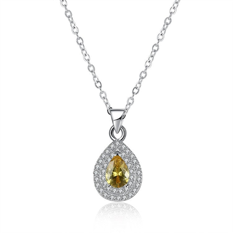 Yellow Citrine Teardrop Pave Sterling Silver Necklace - Golden NYC Jewelry www.goldennycjewelry.com fashion jewelry for women