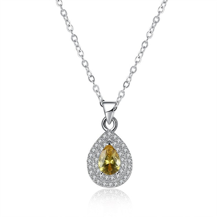 Yellow Citrine Teardrop Pav'e Sterling Silver Necklace - Golden NYC Jewelry www.goldennycjewelry.com fashion jewelry for women