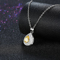 Yellow Citrine Teardrop Pave Sterling Silver Necklace - Golden NYC Jewelry www.goldennycjewelry.com fashion jewelry for women