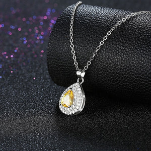 Yellow Citrine Teardrop Pav'e Sterling Silver Necklace - Golden NYC Jewelry www.goldennycjewelry.com fashion jewelry for women