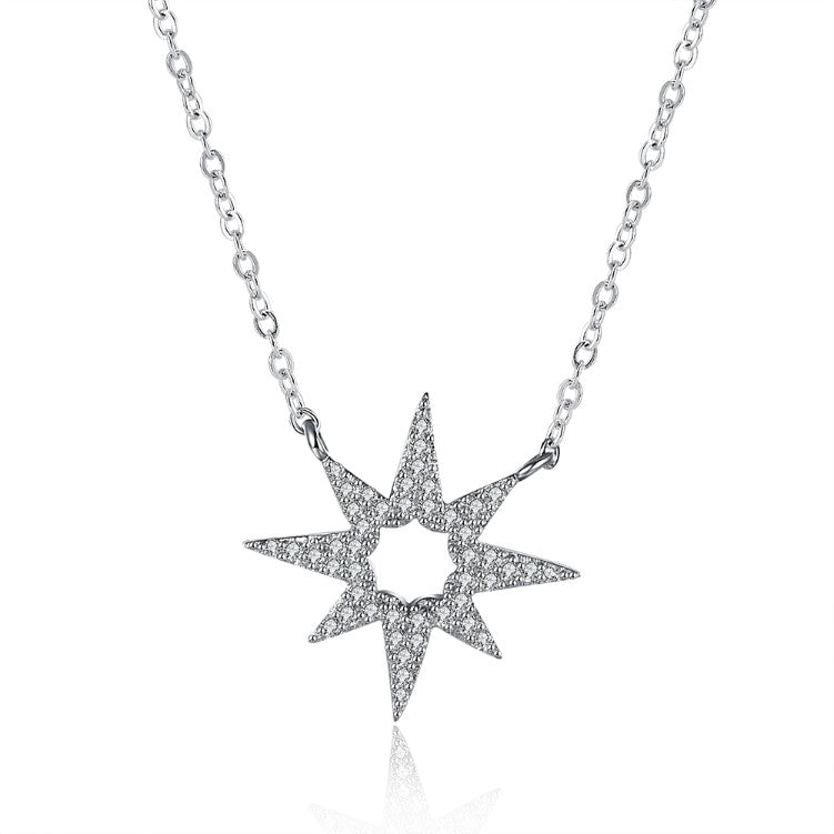 Swarovski Elements Pav'e Star Shaped Sterling Silver Necklace - Golden NYC Jewelry www.goldennycjewelry.com fashion jewelry for women