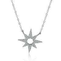 Sterling Silver White Swarovski Star Shaped Necklace - Golden NYC Jewelry www.goldennycjewelry.com fashion jewelry for women