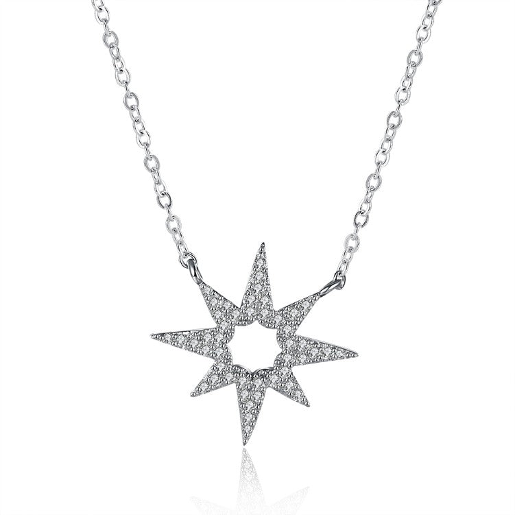 Sterling Silver White Swarovski Star Shaped Necklace - Golden NYC Jewelry www.goldennycjewelry.com fashion jewelry for women